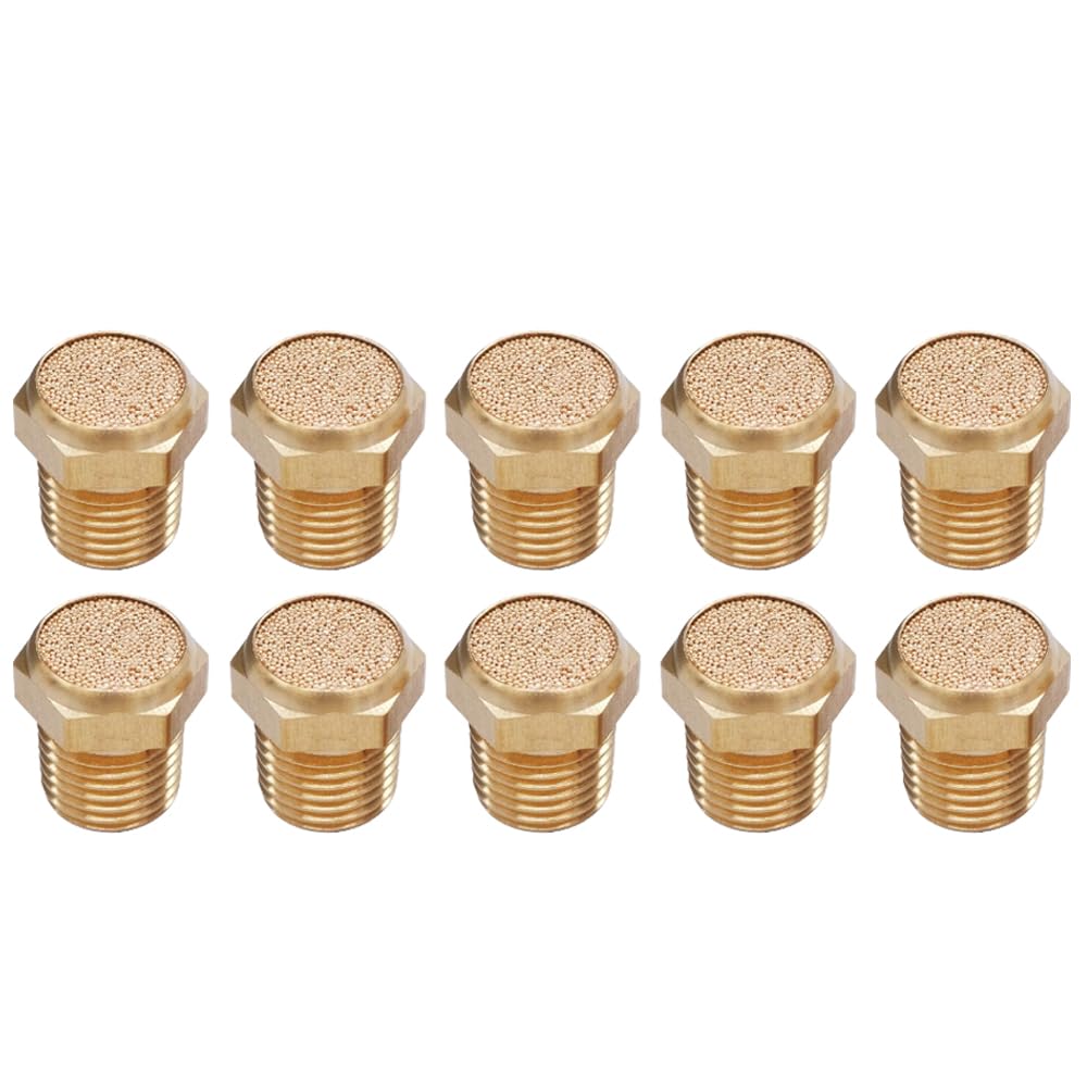 Ottone Pneumatico Silenziatore Aria Raccordo Piatto PT 1/8 10Pcs