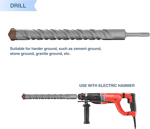 Miniatura 10 de E&K Broca de martillo rotatorio SDS Plus de 1-38 pulgadas para anclar en cemento de piedra de mampostería de cemento de esgrima de paneles de