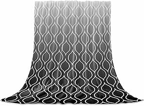 Flannel Fleece Blanket 60" x 80", Morocco Black Microfiber Cozy Soft Throws for Women, Classic Geometric Abstract Gradient Lightweight Throw Blankets for Couch, Sofa, Bed, Living Room, Bedroom