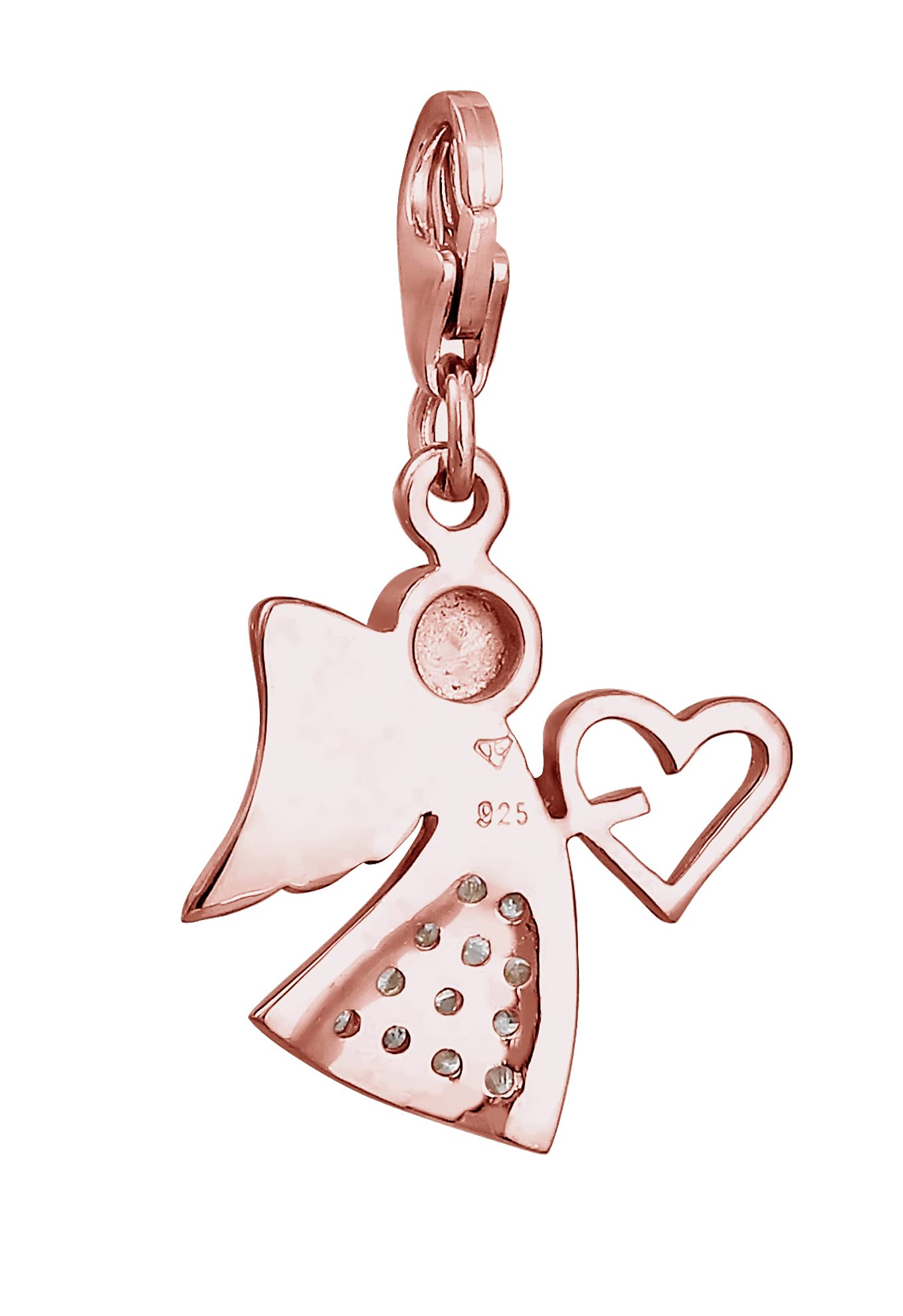 Nenalina rosegold Engel Karabiner Charm Anhänger Bettelarmband 925 Silber
