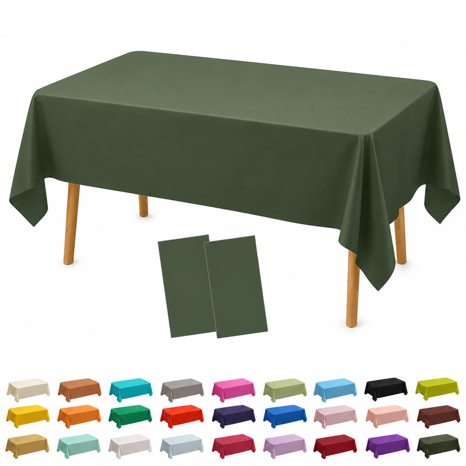 AURALIN 2 Pack Tablecloths 137x274cm Solid Colour Heavy Duty Wipe Clean Table Covers for Parties Waterproof & Oilproof PEVA Table Cloth for Weddings Picnics Banquets and Daily Dining (InkGreen)