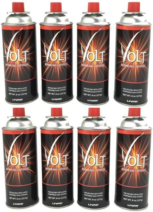 Volt Butane Stove Fuel Canister Can - Explosion Proof CVR Safety Release System - UL Safety Certified - Made in Korea (8 Pack)