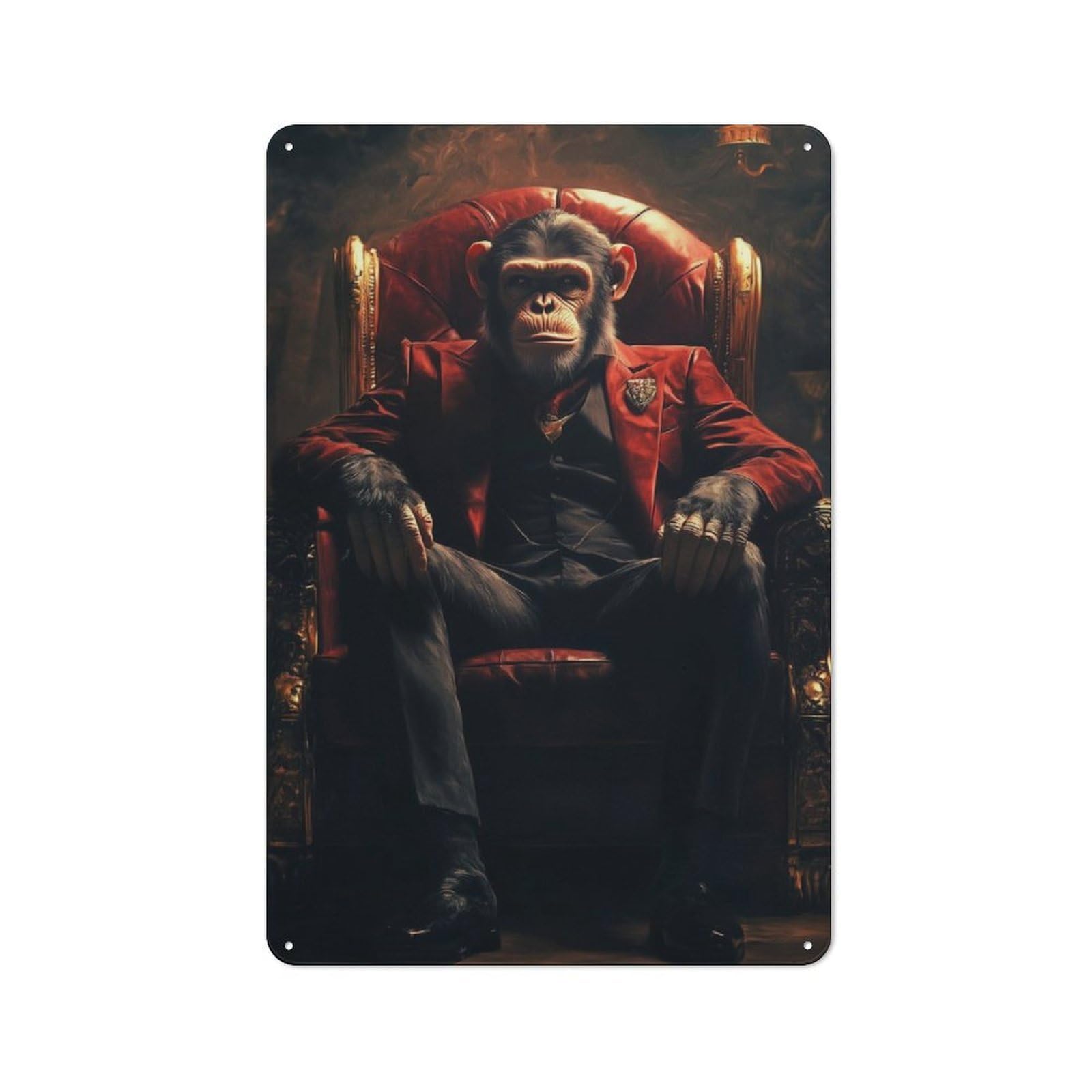 Junmoney Chimpanzee Boss In Suit Tin Sign 30X20cm For Pub Or Café, Retro-Style Wall Decor, For Garage, Workshop And Man Cave Decoration