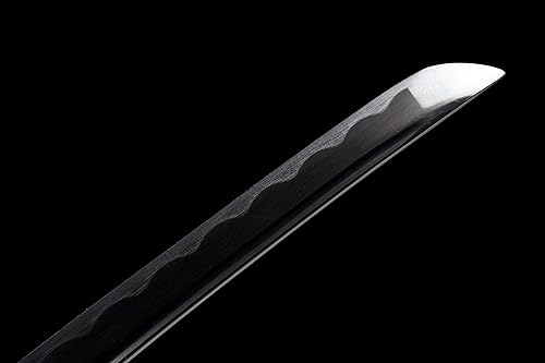 Miniatura 5 de JIHPEN sword, Ichigo Kurosaki, espada katana hecha a mano para cosplay de 41 pulgadas, acero de alto carbono 1060 en blanco y negro, muy afilada