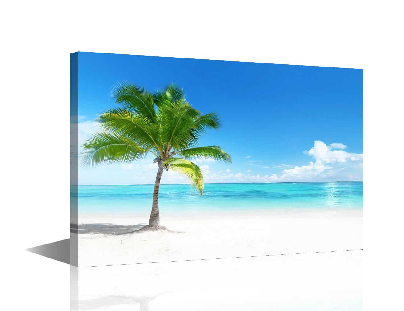 Wall Art Canvas Art Paintings for Room Decor Beautiful Tropical View of Palm Tree on The Beach Picture Prints On Canvas for Home Decor Modern Giclee Framed Ready to Hang(24" W x 16" H)