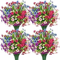 BlueCloudy 14 Bündel Kunstblumen wie Echt, Seidenblumen Künstliche Blumen Balkonpflanzen Kunstpflanze Outdoor Wetterfest UV-beständig Plastikblumen Frühling Blumenstrauß für Balkonkasten Draußen Innen