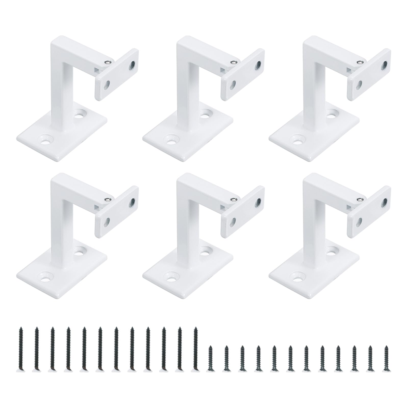 Support de rampe pour escalier en pente réglable et pivotant blanc carré, lot de 6