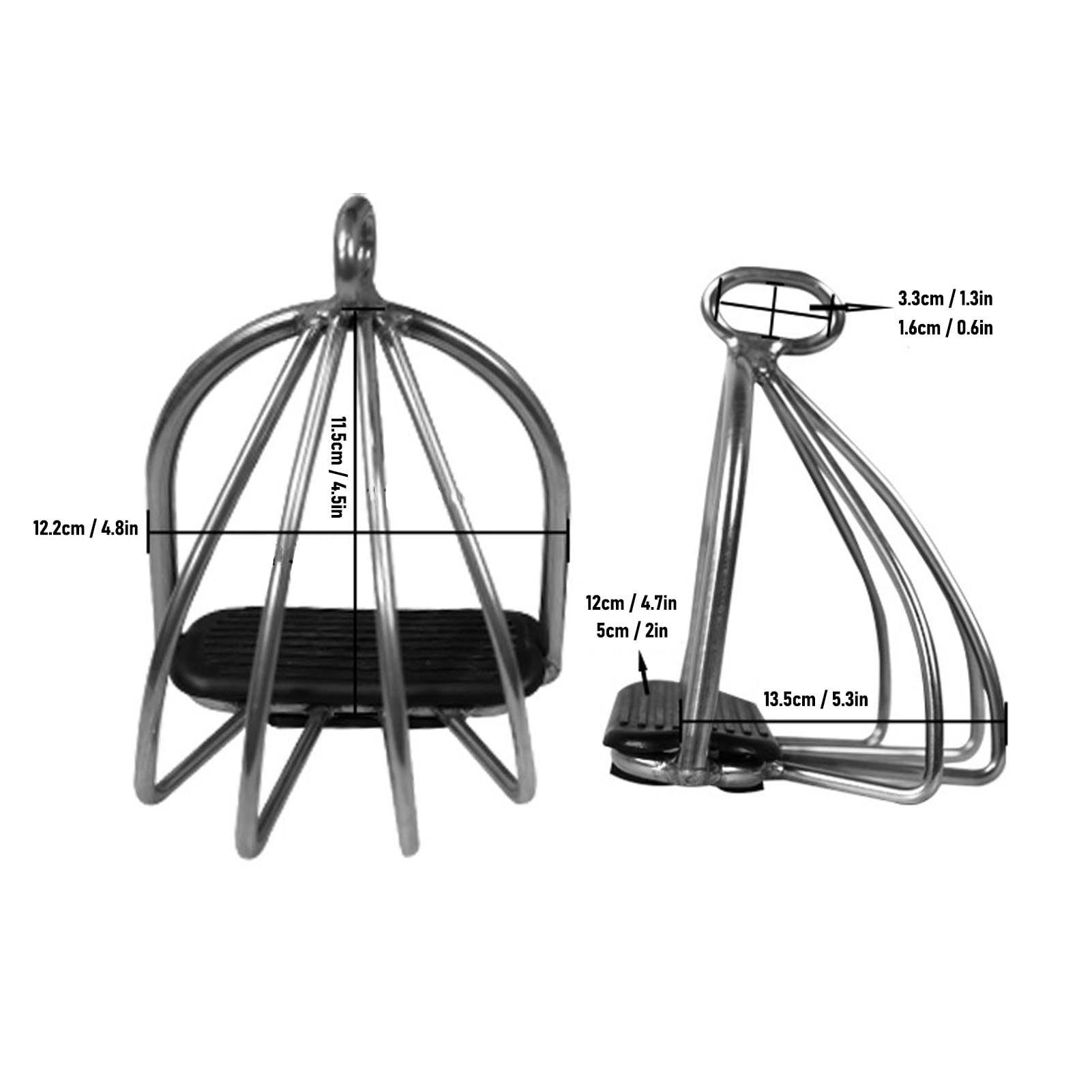 CHICIRIS Ejera de Jaula Segura para Caballos, Almohadilla sin Deslizamiento de Acero Inoxidable con Estribos de Caballo para Accesorios Ecuestres