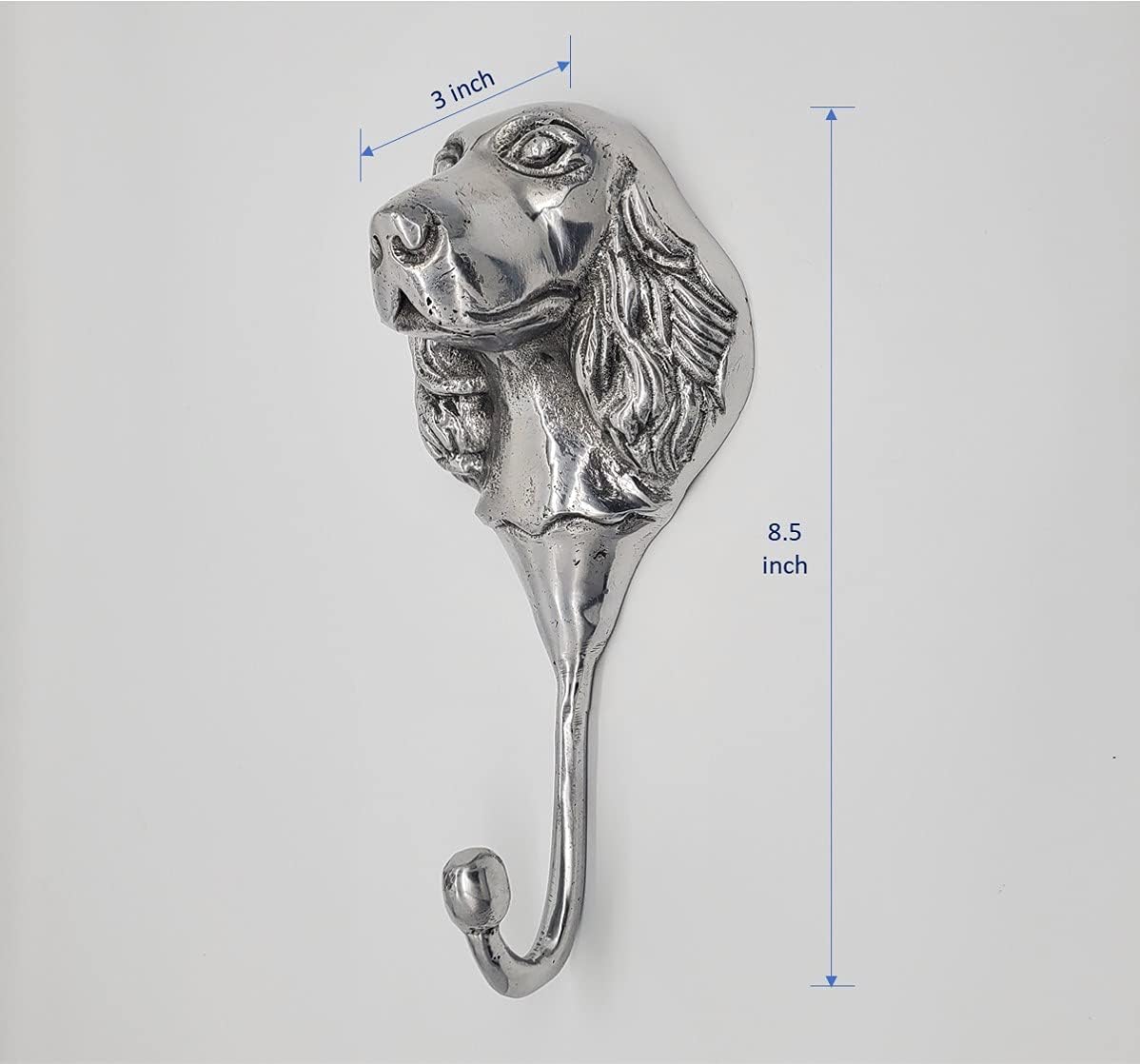 Dog Wall Hook Large Size Cast Aluminum for Leash and Other Storage (Hound)