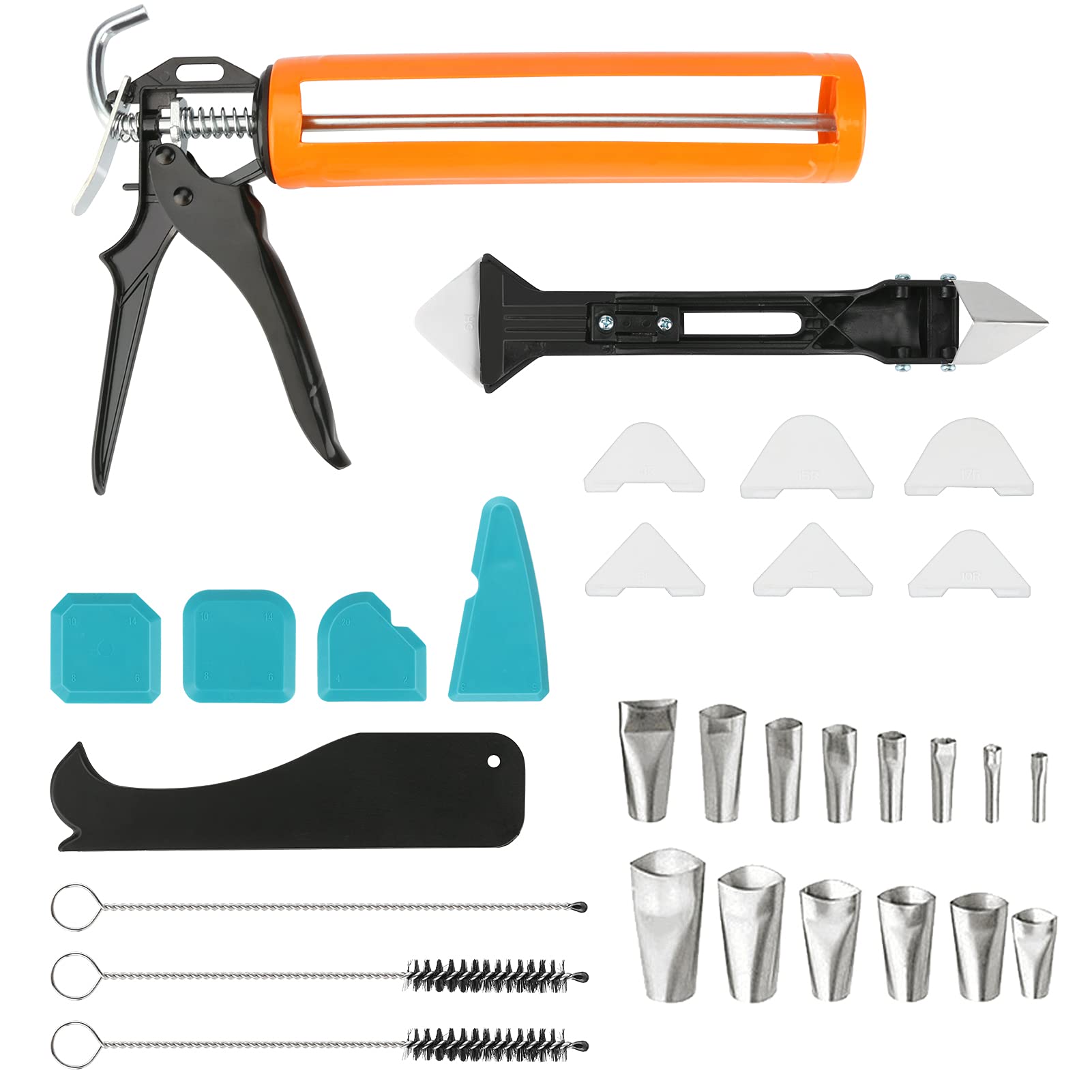 Jhua 3 in 1 Caulking Nozzle Applicator Finishing Tool Set, 31 Pieces