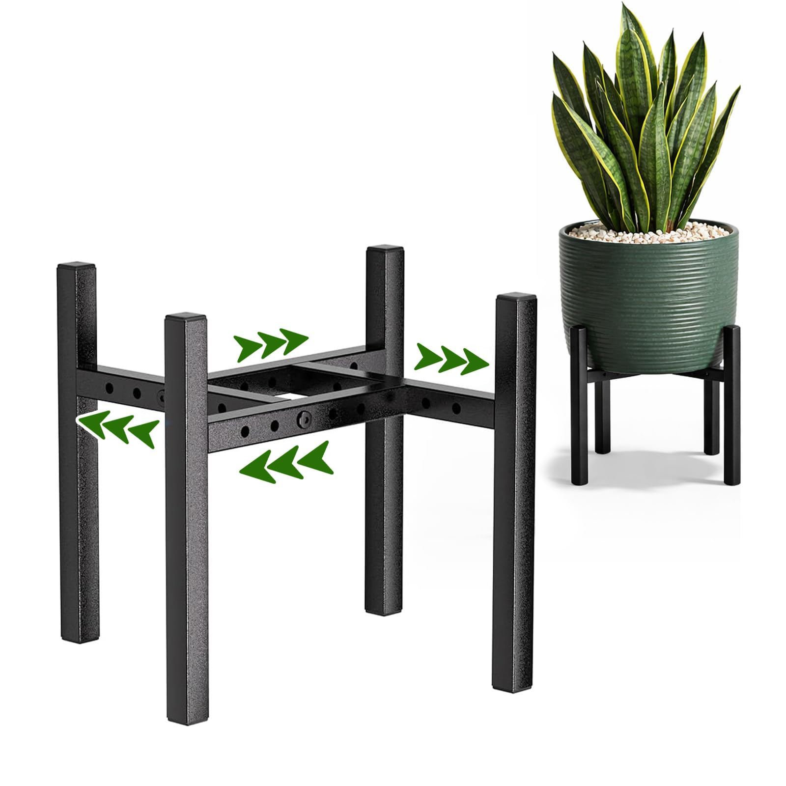 SUNNYNEST 2 Pack Adjustable Plant Stand Indoor, Metal Plant Stands Indoor for Multiple Pot Sizes, Modern Heavy Duty Plant Pot Stand, Stable Flower Holder for Indoor Outdoor Home Corner Décor