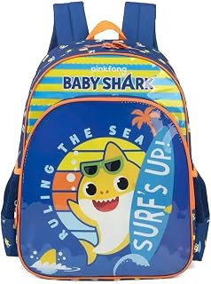 Mochila de Costas Escolar Infantil Baby Shark Big Show Luxcel Cor:Laranja;Tamanho:M