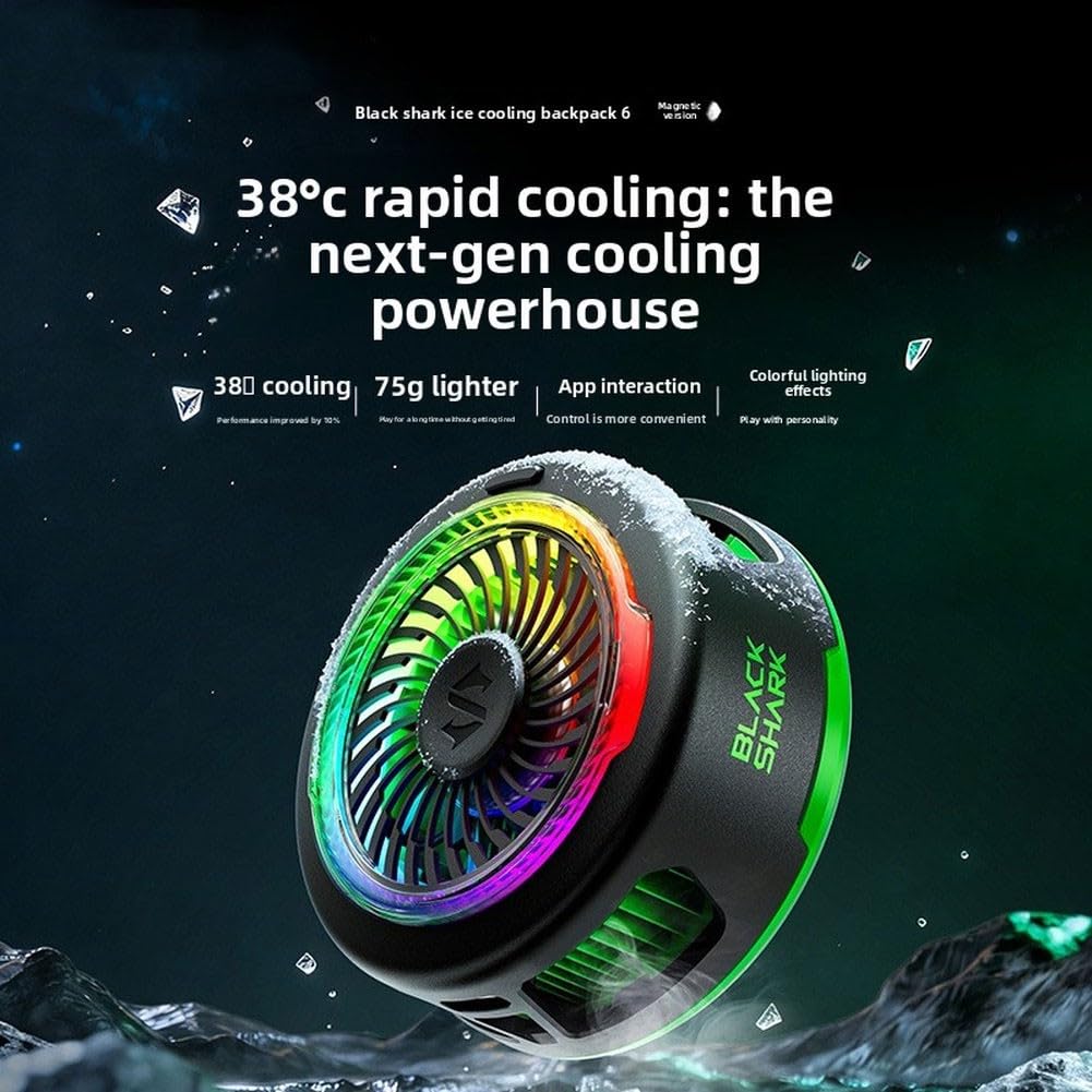 Radiatore a semiconduttore da 35 W, con luce RGB, leggero ventilatore posteriore a clip per telefoni e console da gioco, nero