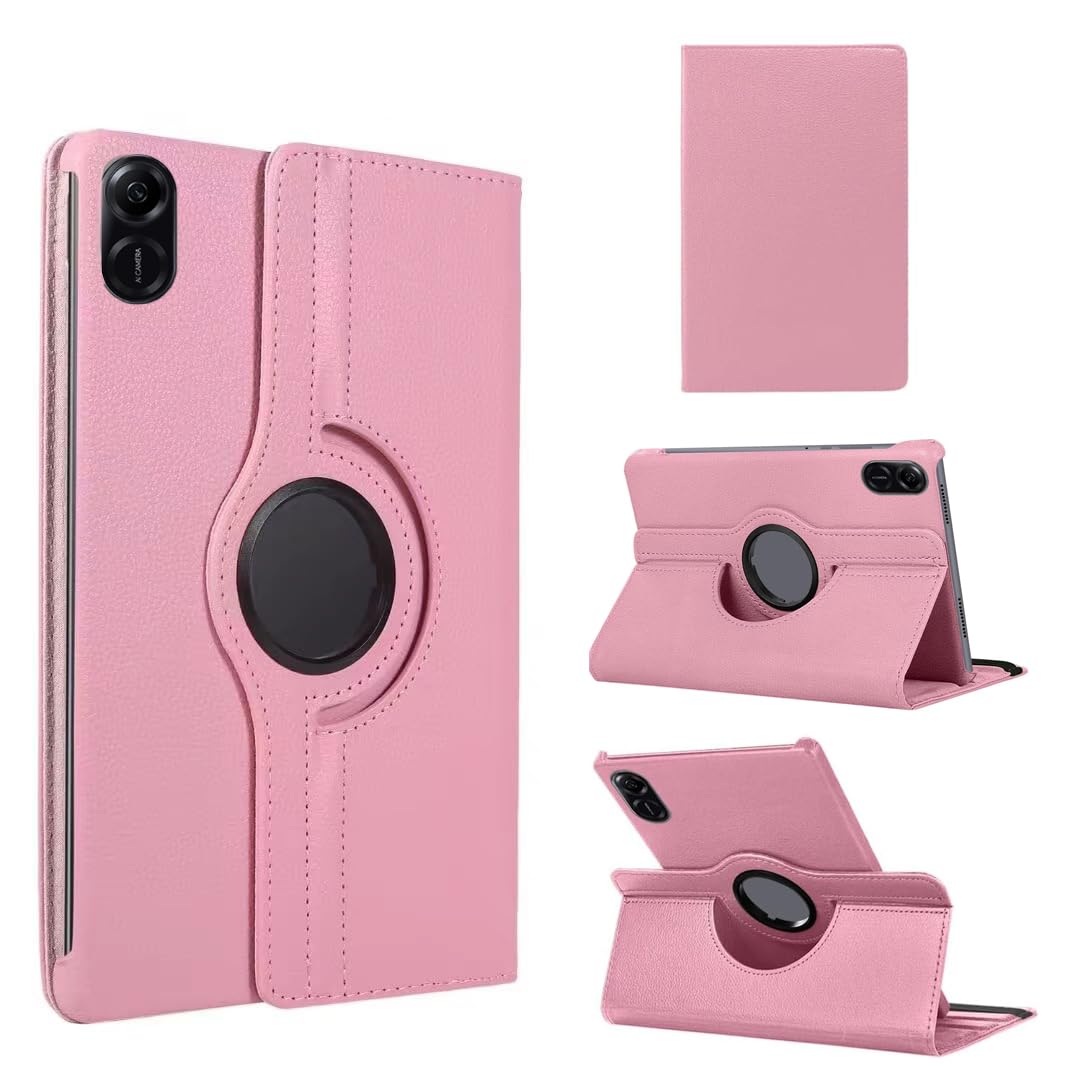 Compatible with Honor Pad X9/X8 Pro 11.5 inch Case Cover 2023 Full Coverage Leather PU Flip Case with Rotating Folding Stand Cover Rugged with Auto Sleep/Wake (Pink, 11.5")