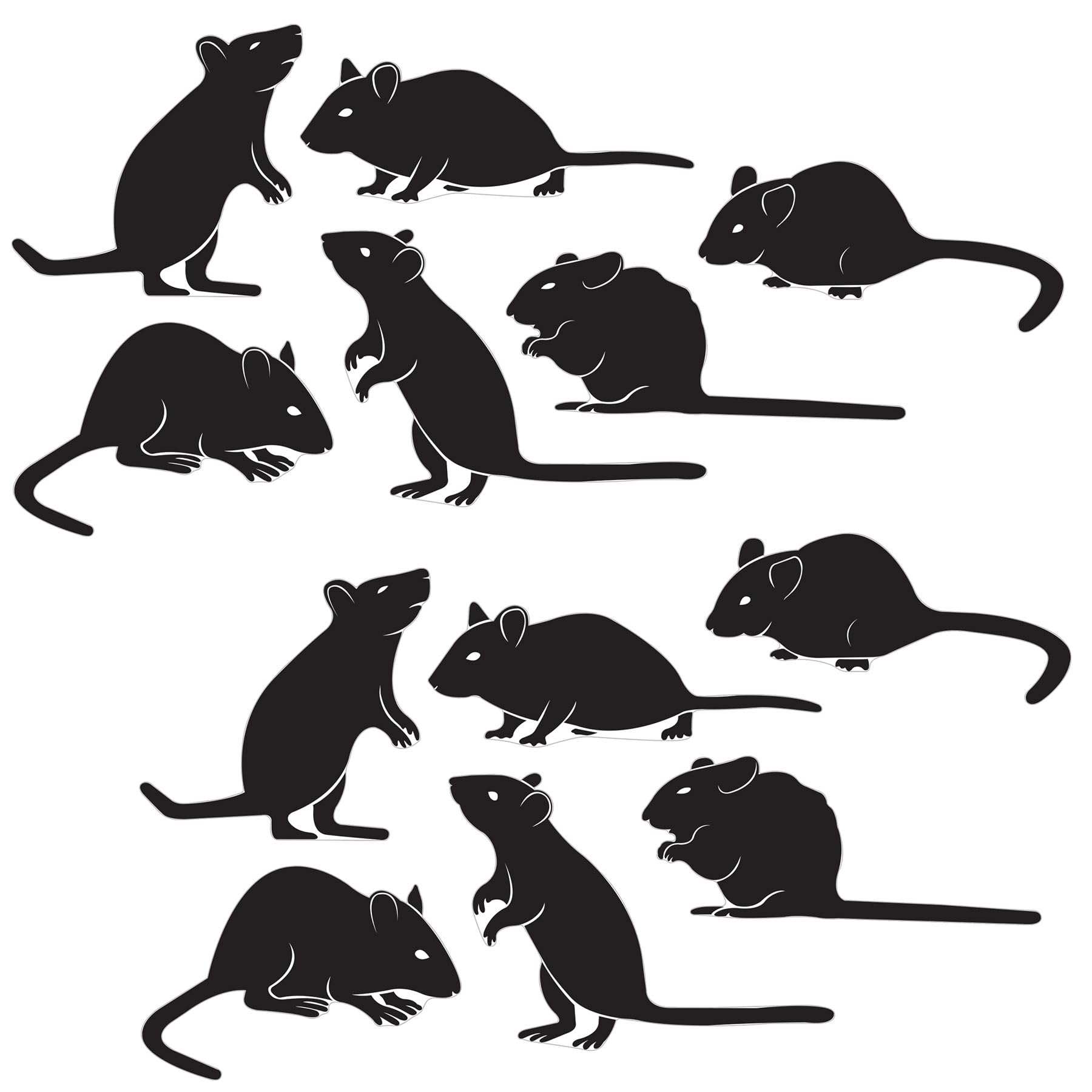 Silhouettes de souris Halloween Beistle | 12 décors effrayants de 15,9 à 21,6 cm