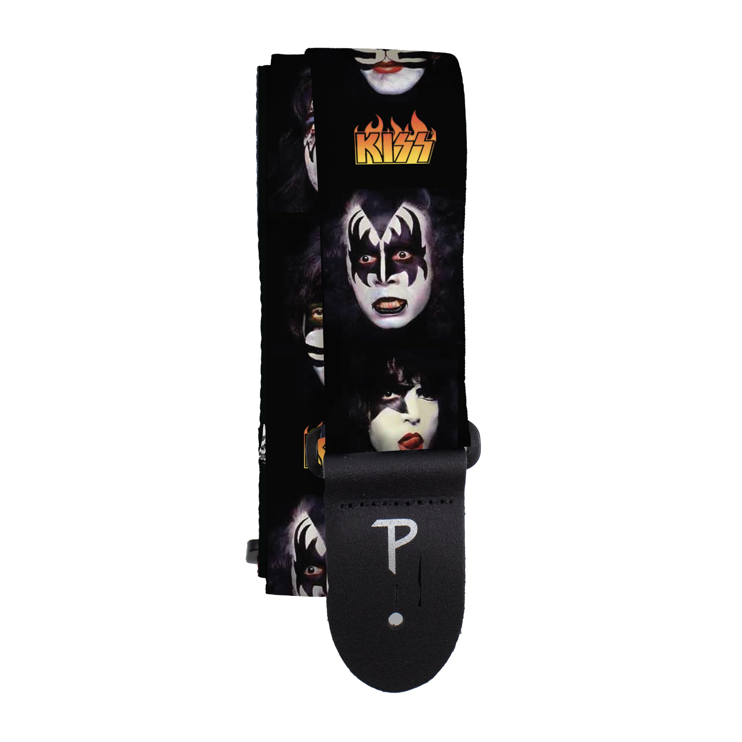 Perri's Leathers Ltd., KISS, Faces, Official Licensed Product, Heat Transfer Design on Polyester Guitar Strap