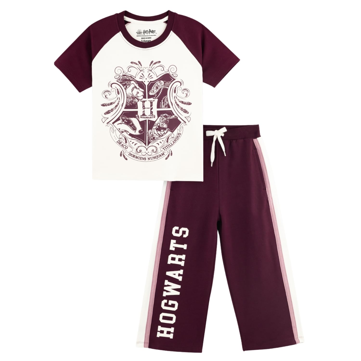 Nap Chief Girls Cotton Official Harry Potter Hogwarts Crest Burgandy Printed Co ord Set, Tshirt & Joggers Set for Casual Wear - Review, Price and Buying Guide