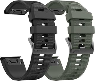 NotoCity Compatible with Forerunner 935 Watch Band sport silicone watch strap Replacement for Fenix 5/Fenix 5 Plus/Fenix 6/Fenix/Forerunner 935/Forerunner 945/Approach S60/Quatix 5 (Black/Army green)