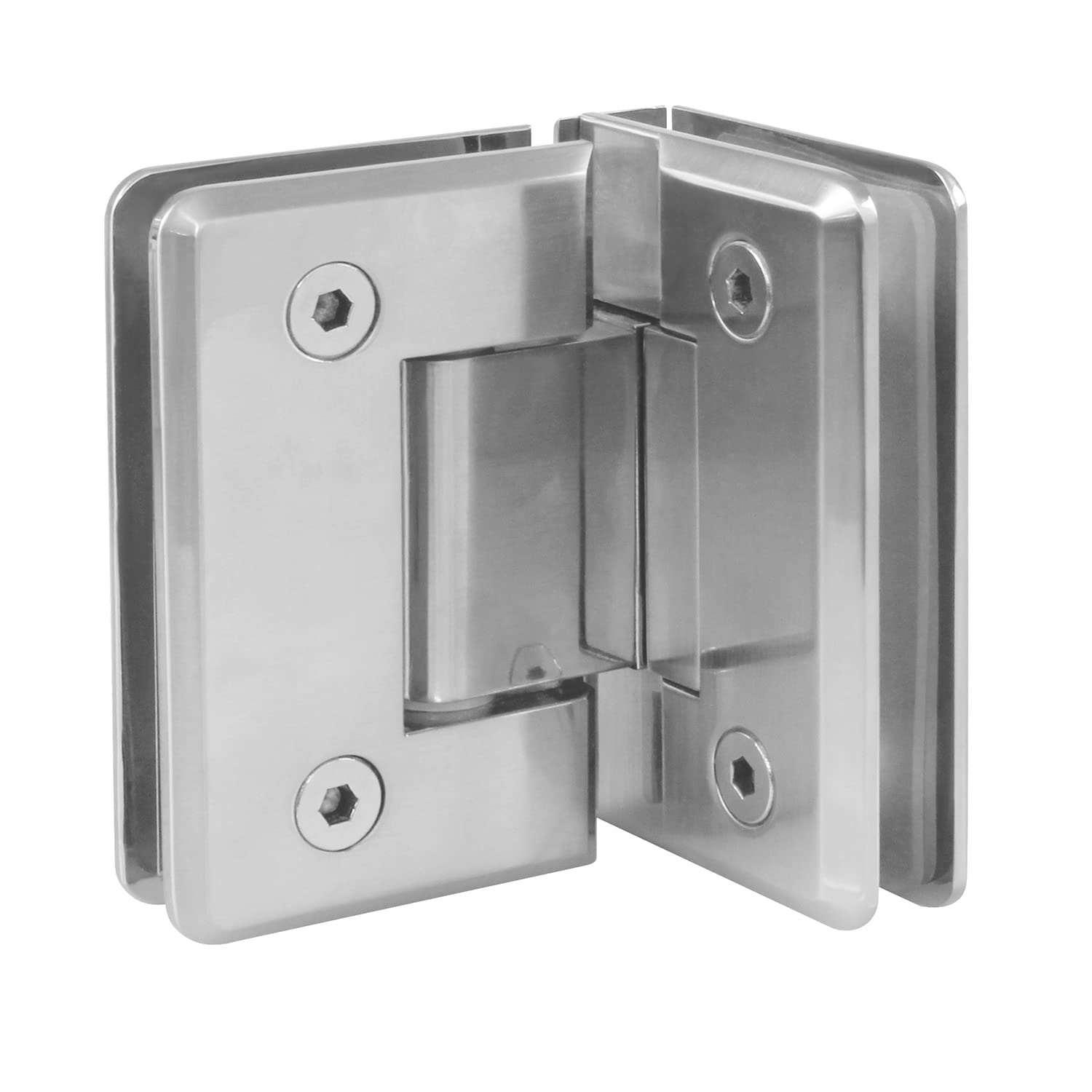 Amig Niquel Mate - Zamak Fixed Shower Hinge | 88 X 54 Mm | Model B | Matte Nickel | Suitable For Glass Shower Enclosures | 8-12 Mm Thickness | Maximum Load Per Pair 35 Kg
