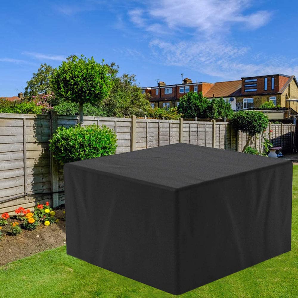 Copertura Rettangolare Copertura Impermeabile Per Mobili Da Giardino Rettangolare | 280x213x71 Cm, Tessuto Oxford, Anti-UV, Per Tavolo E Sedie - Nero Protezione Mobili Da Giardino Per Inverno Pioggia