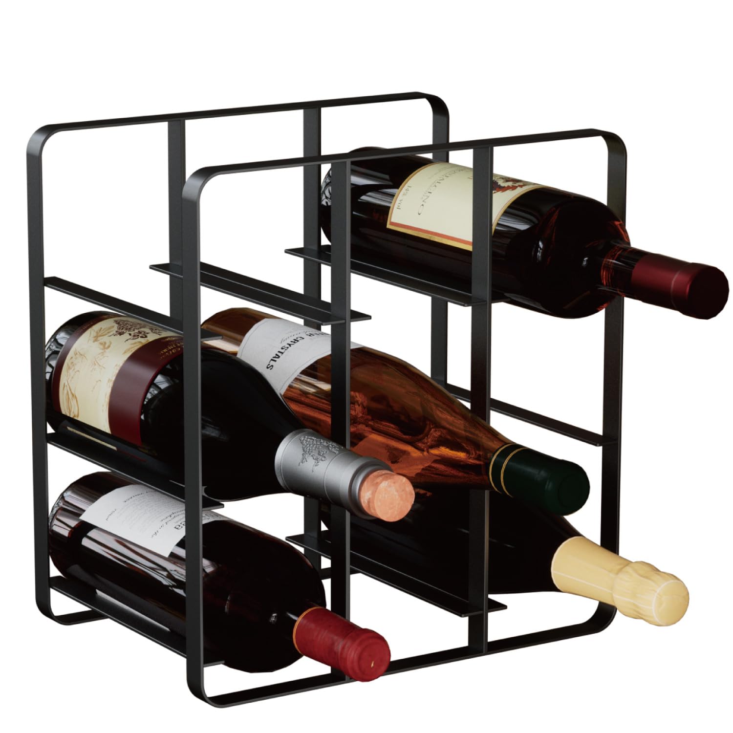 Buruis - Botellero de Metal para 9 Botellas de Vino, Soporte para Almacenamiento de Vino