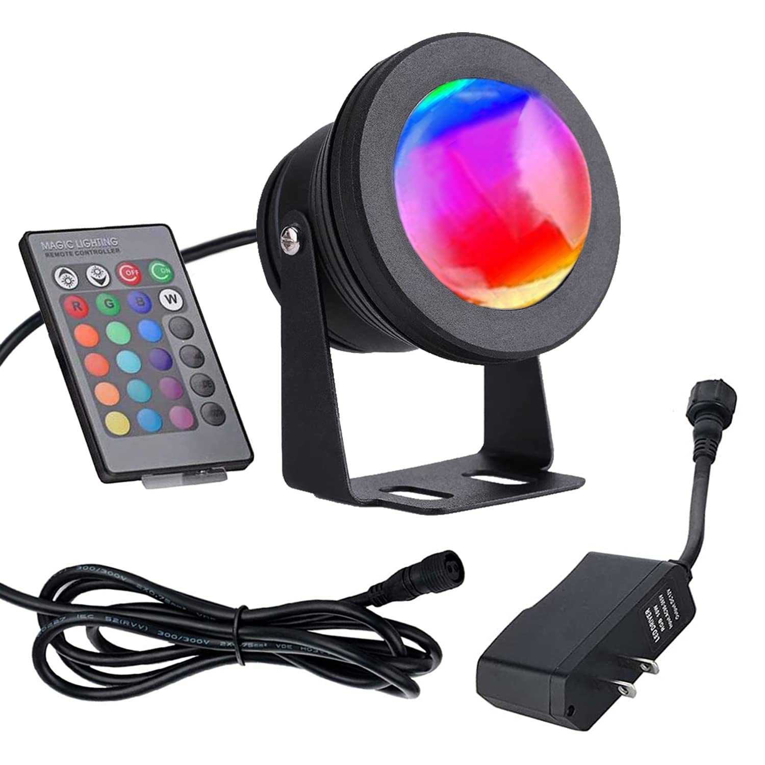 RC Led Flood Light Outdoor Spotlight with Remote,10W DC/AC 12V Low Voltage Landscape Lights Color Changing LED Spot Light, IP67 Waterproof Outdoor Spotlights for Yard