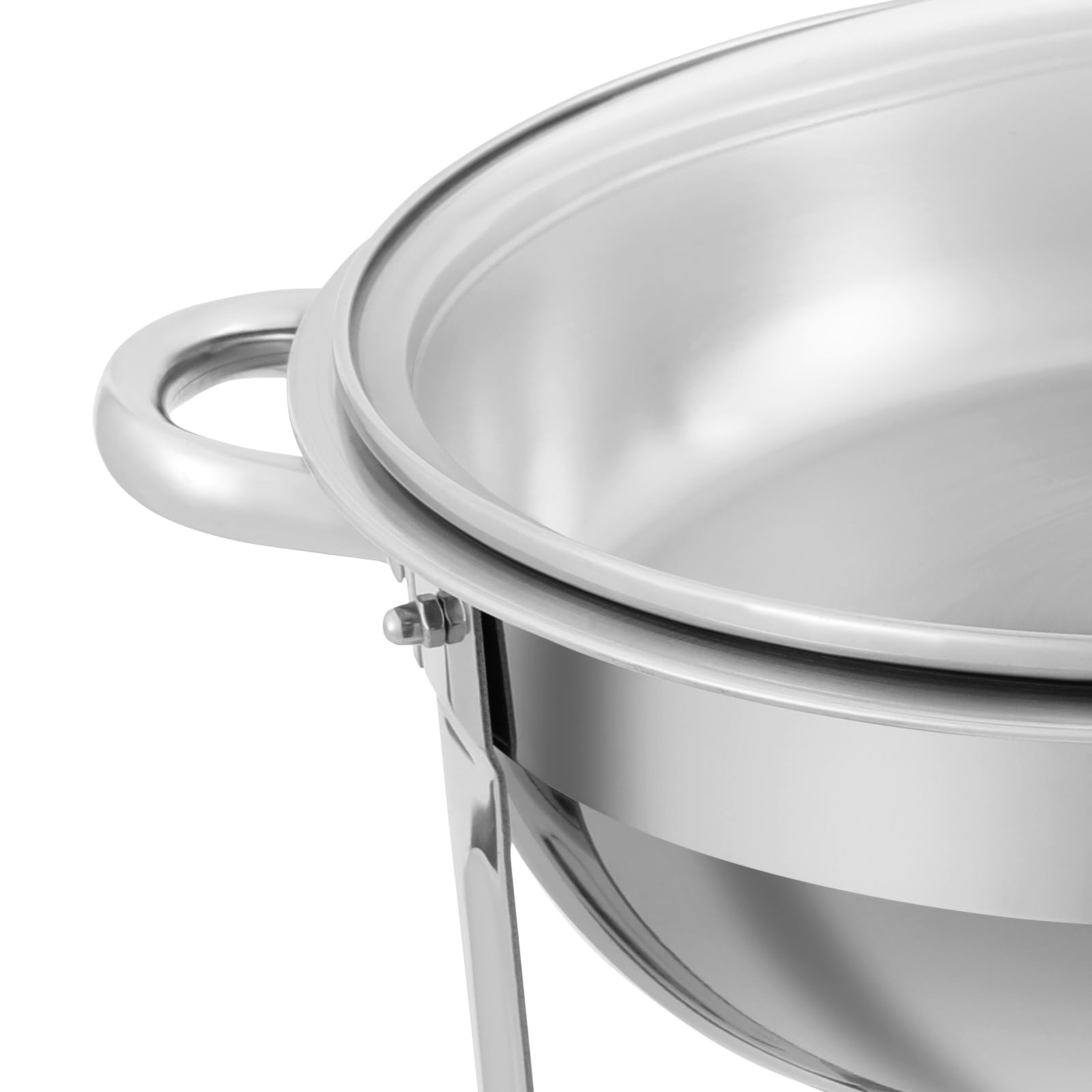 Set di 2 contenitori rotondi da 4,5 l, scaldavivande con coperchio in vetro, scalda buffet, piatti da servizio in acciaio inox, spessi per catering, matrimoni, picnic, buffet