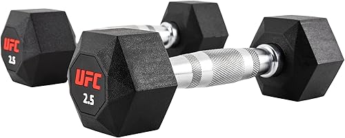 Miniatura 3 de UFC Mancuernas octágonas, juego de mancuernas de acero recubierto de goma, tamaños de 2.5 a 22.0 lbs de pesos para gimnasio en casa
