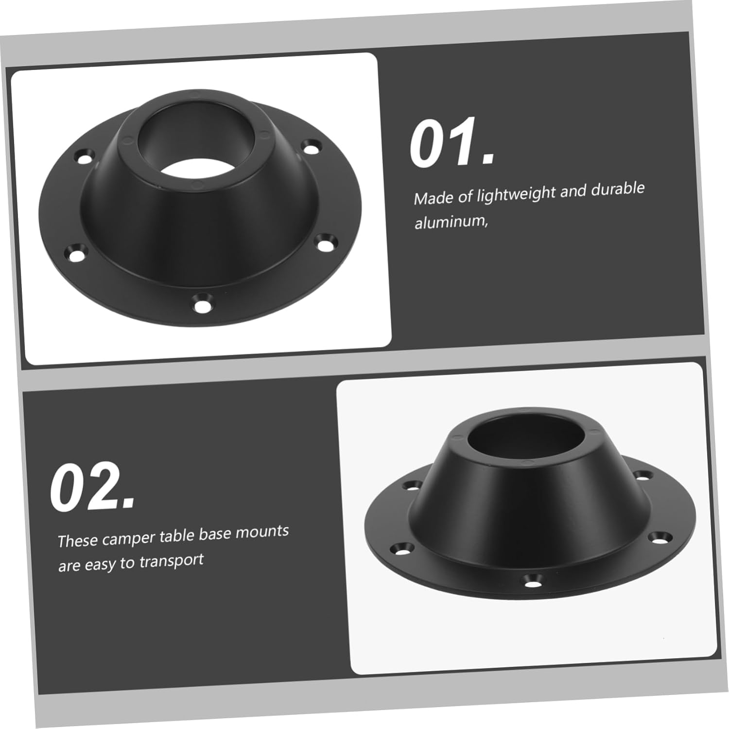 PRETYZOOM 8pcs Rv Table Base Mount Aluminum Flange Leg Holder for Secure Installation Rvs and Boats Easy Flush Mount for Table Stability