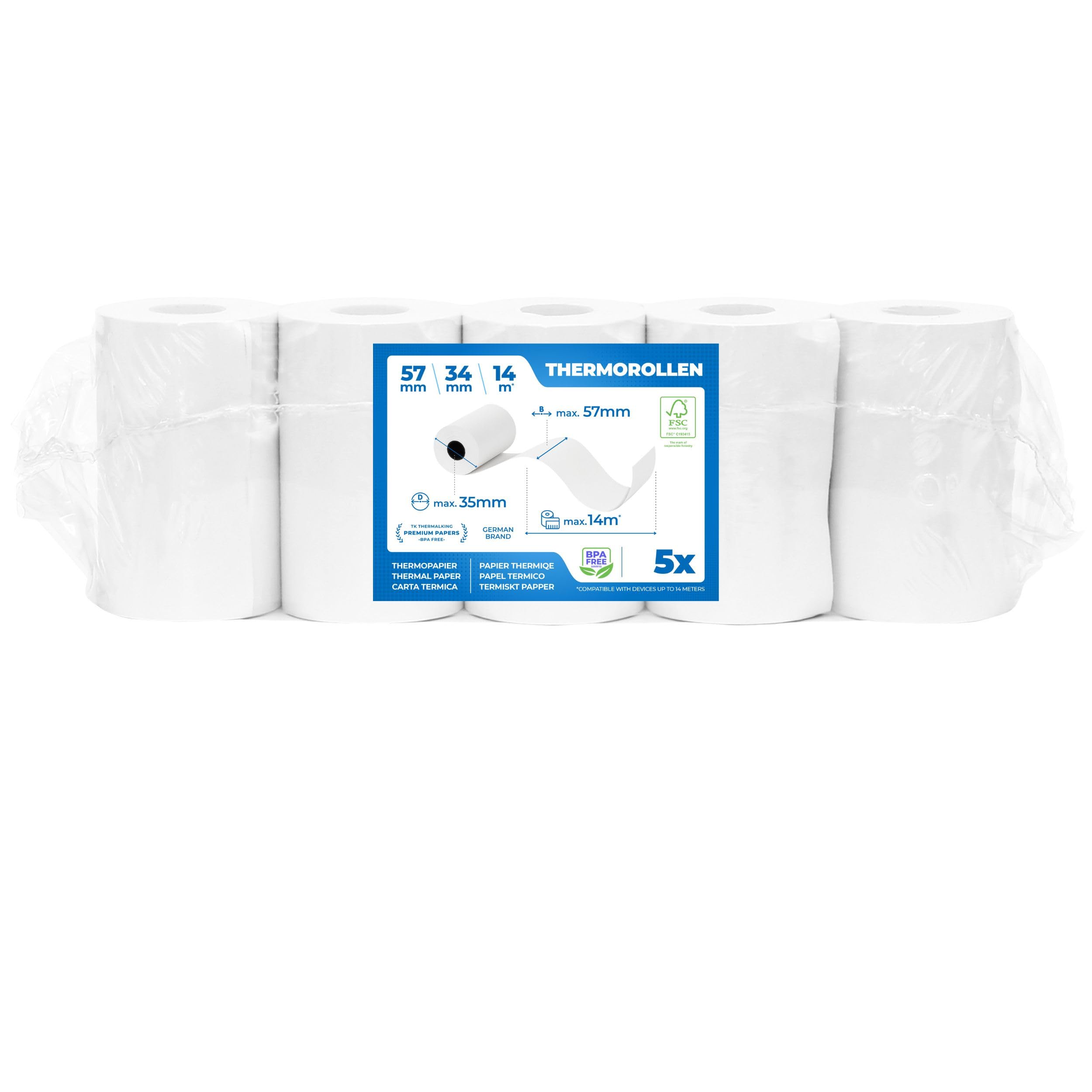 LYNNE PAYMENT SOLUTIONS Ec-Cash Thermal Rolls 57 Mm X 9 M X 12 Mm - Till Rolls - Thermal Paper - Receipt Rolls For ATM - Credit Card Readers (57 X 30 - View #8