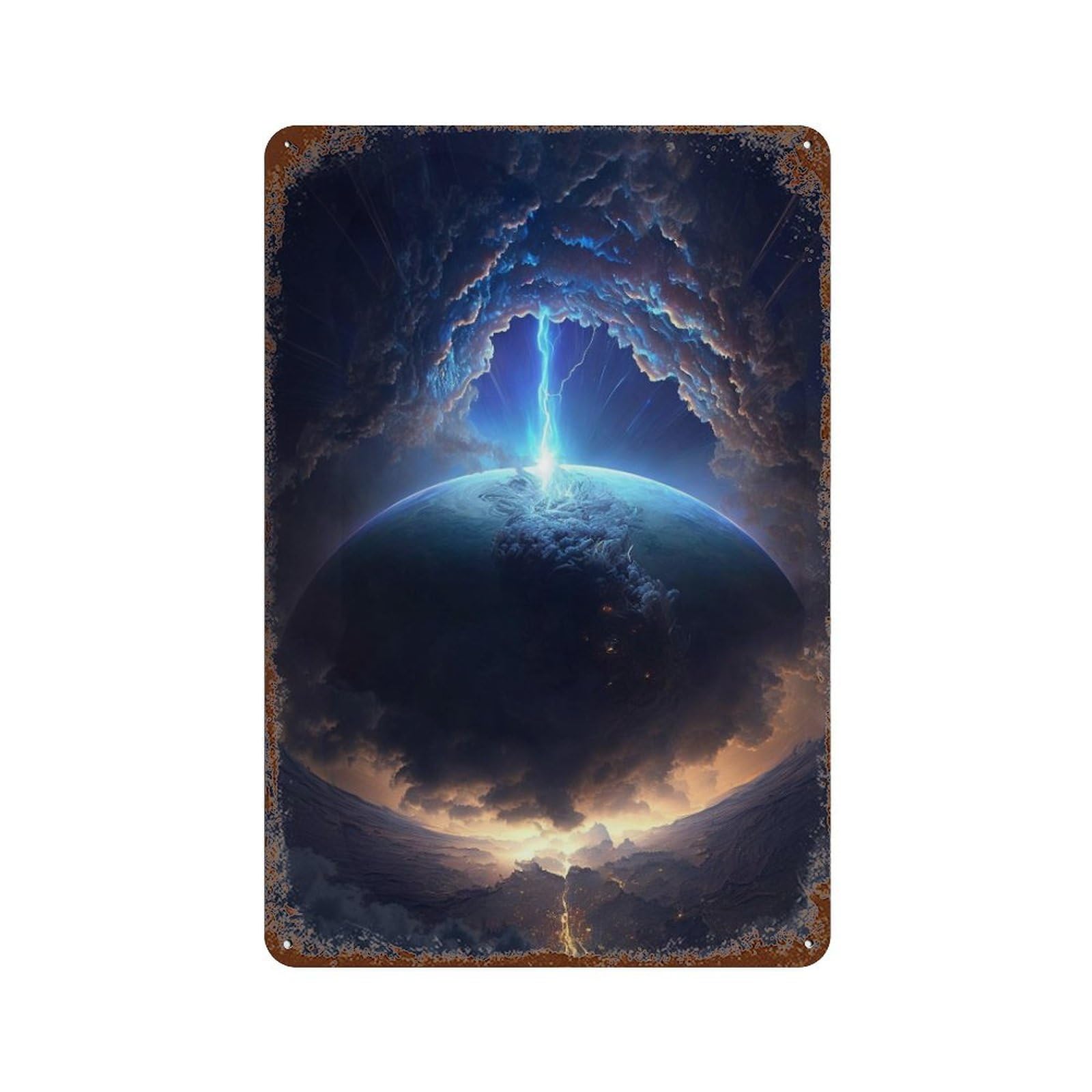 Earth's Core Eruption Retro Metal Sign 11.8"x7.9", Novelty Wall Decor for Farmhouse, Kitchen And Entryway Decor