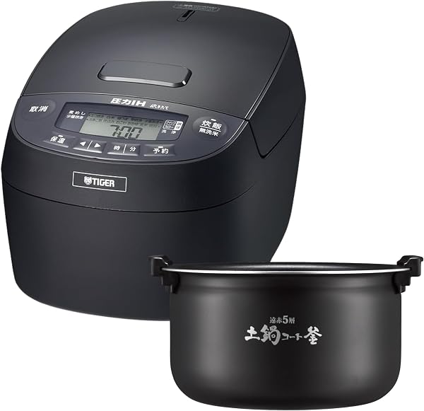 【WEB限定】タイガー魔法瓶 炊飯器 5合 日本製 圧力IH 炊きたて 遠赤5層土鍋コート釜 粒立ち保温 お手入れ簡単 ブラック JPV-N100K