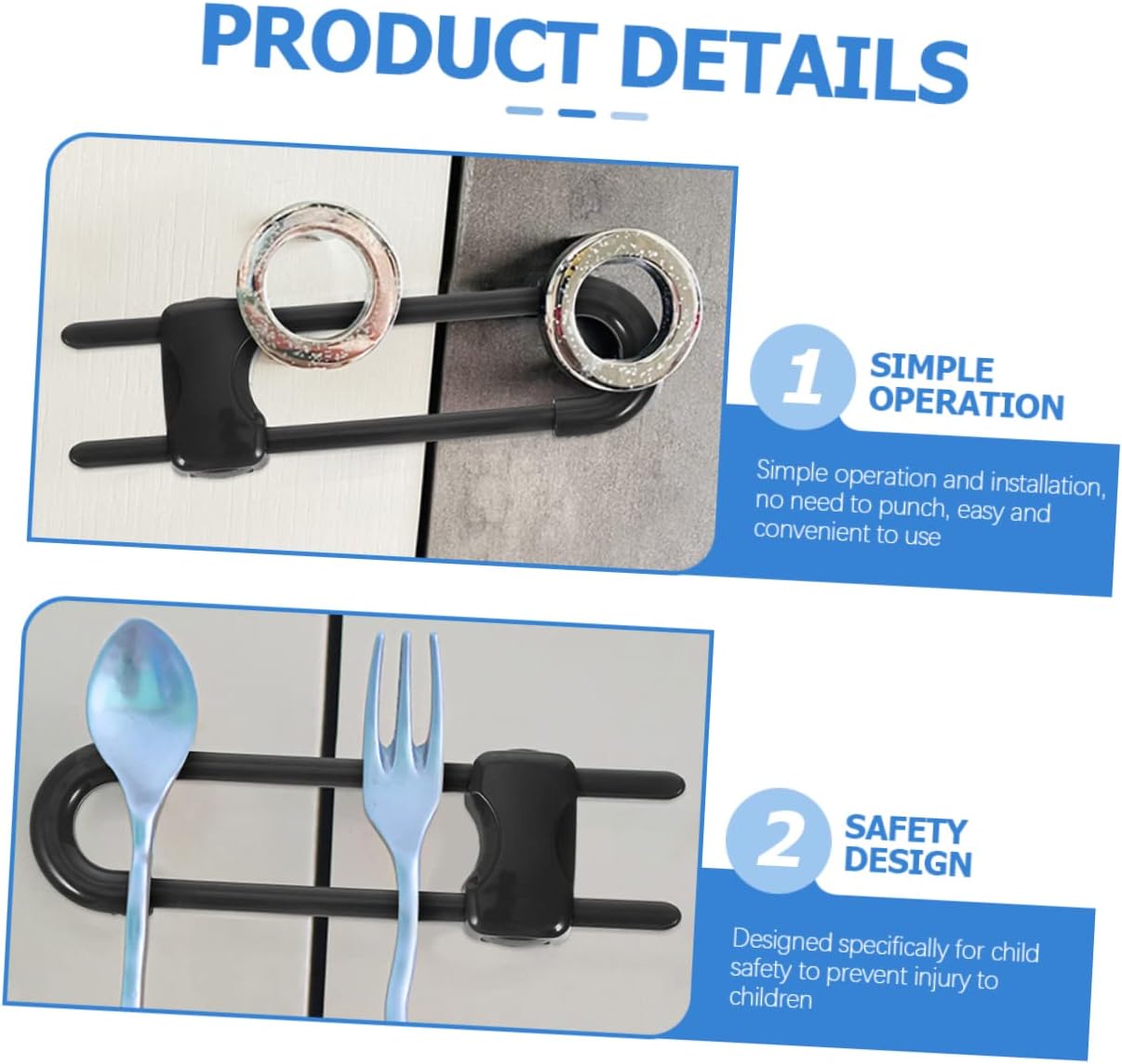 12pcs Babyproof Cabinet Door Safety Locks Prevent Access to Kitchen Cabinets Drawers Doors Fridges Childproof Locks for Home Safety