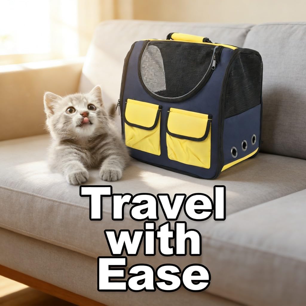 Pet Backpack Foldable Breathable Large Space, Portable Travel Doghouse for Small Dogs Cats Puppies - Ergonomic Shoulder Straps, Multi Ventilation, Convenient Storage