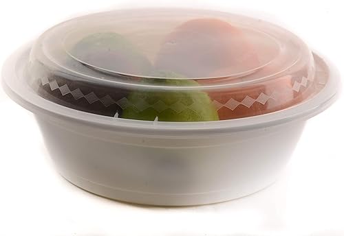 Miniatura 3 de EcoQuality Contenedores de preparación de comidas paquete de 10 cuencos redondos blancos con tapas, caja Bento para almacenamiento de alimentos,