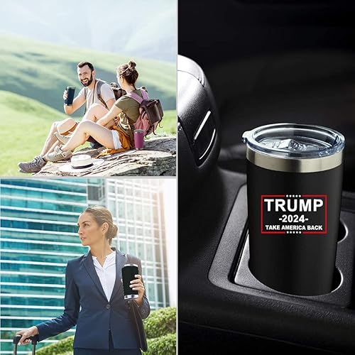 Miniatura 5 de Trump 2024 Take America Back - Vasos aislados de 20 onzas con tapa y popote - Mercancía Trump