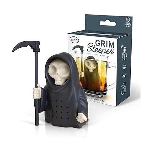 Genuine Fred Grim Steeper Reusable Silicone Tea Infuser, Black Grim Reaper Design, Fun and Clever Kitchen Gadget for Tea Lovers and Enthusiasts