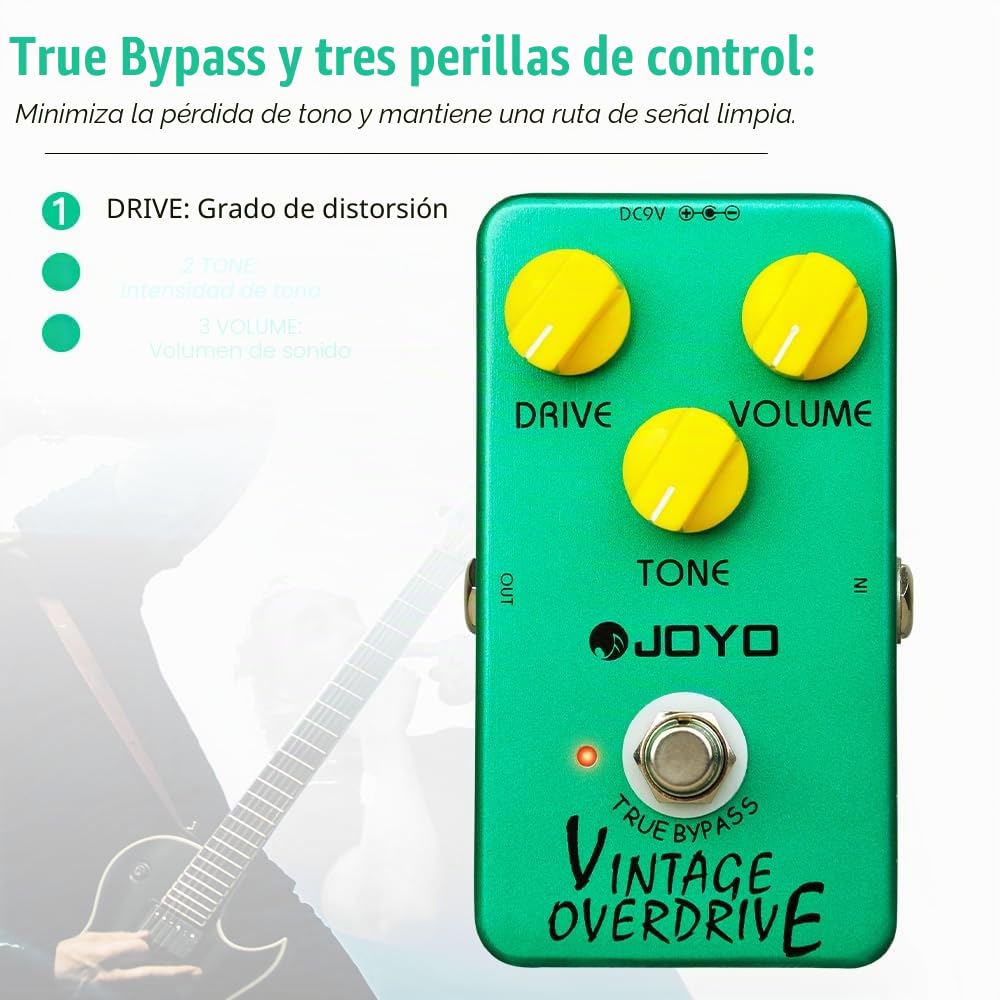 JOYO Pedal de sobremarcha vintage clásico para guitarra eléctrica - Bypass verdadero (JF-01)