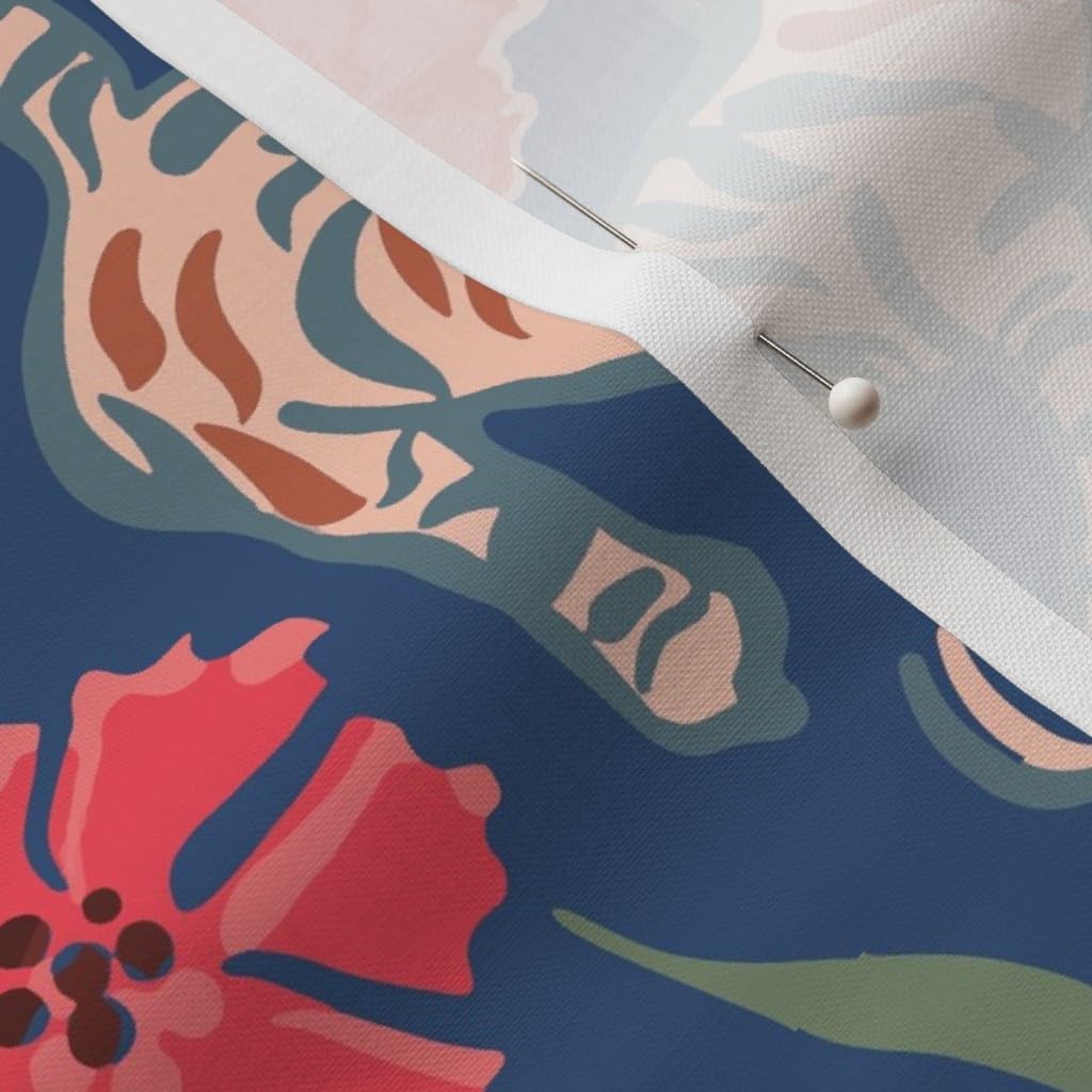 Spoonflower Fabric - Maximalist Tigers Modern Chinoiserie Boho Glam Blue Orange Year of The Printed on Petal Signature Cotton Fabric Fat Quarter - Sewing Quilting Apparel Crafts Decor
