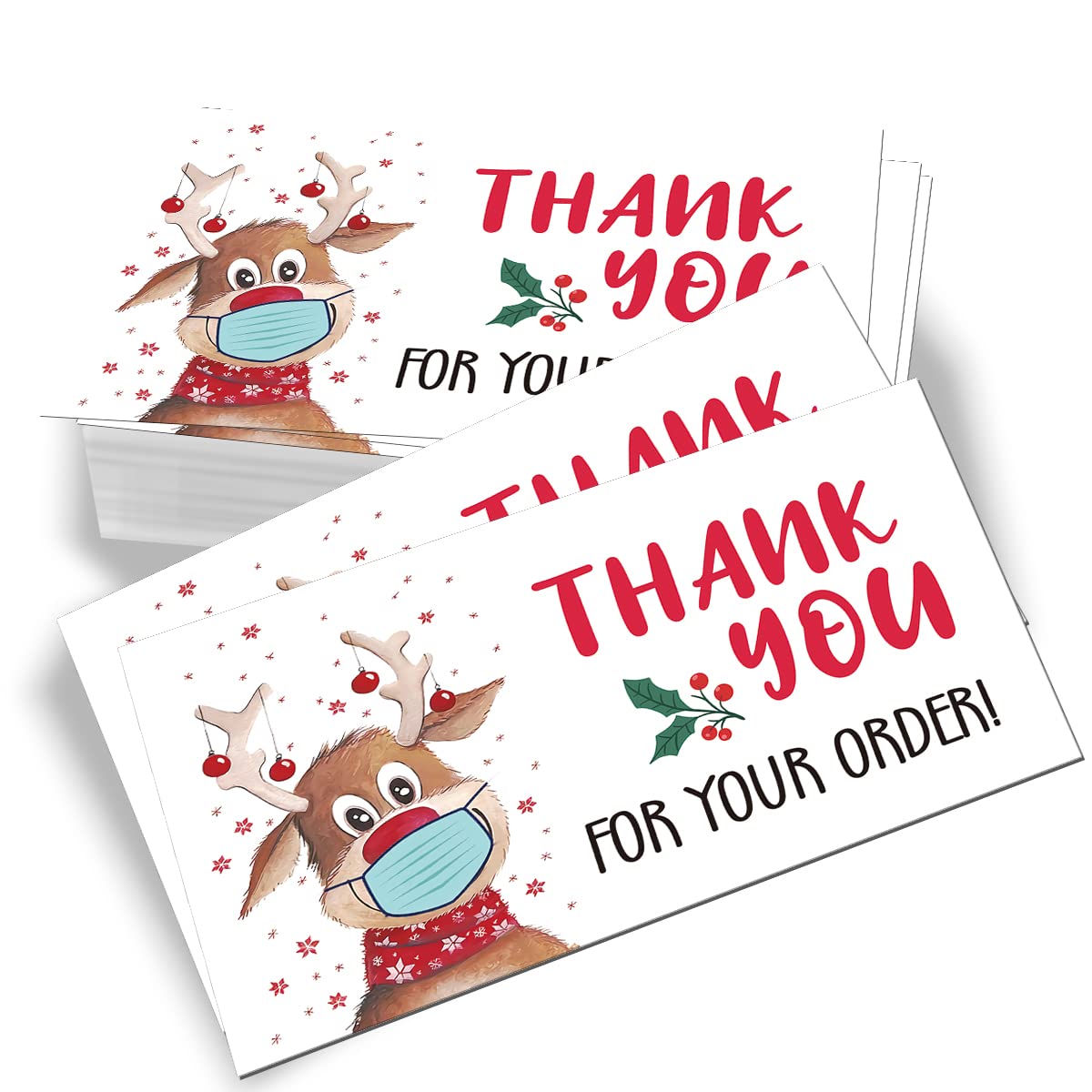 Photo 1 of **BUNDLE OF 7**  Wailozco 100 Mini Thank You For Your Order Elk Christmas Business Thank You Cards Shopping Purchase Thanks Greeting Cards to Customer Appreciation Cards for Small Business Owners Package Inserts