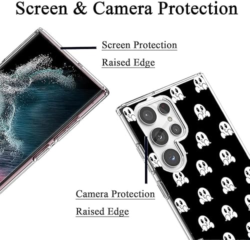 Miniatura 2 de Kyppwh Funda de TPU suave para Samsung Galaxy S22 Ultra Boho Ghost Skull Halloween Patrón de Halloween, Tema de Halloween, antiarañazos, a prueba de