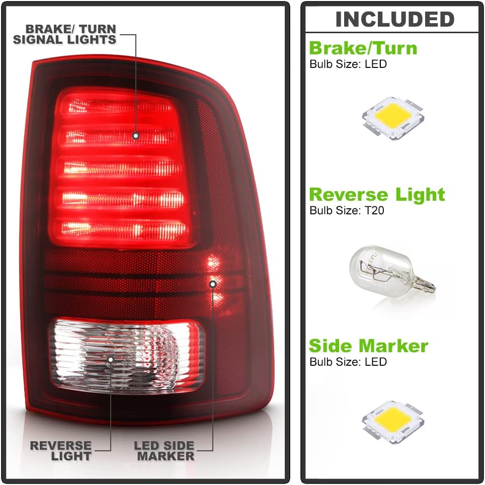 ACANII - For [Factory LED Model] 2013-2018 RAM 1500 2500 3500 Black Interior LED Tail Light Lamp Right Passenger Side