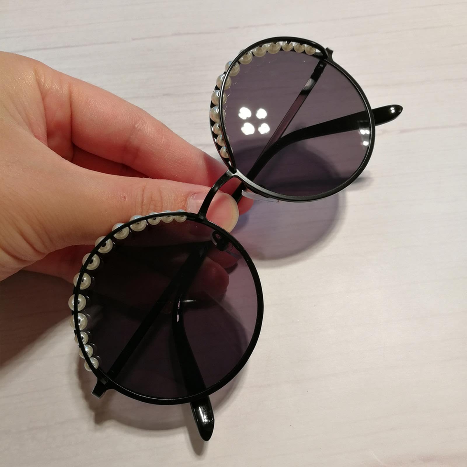 NOGRAX Okulary przeciwsłoneczne perły okrągłe okulary przeciwsłoneczne damskie moda marka lustrzane okulary przeciwsłoneczne damskie okulary damskie