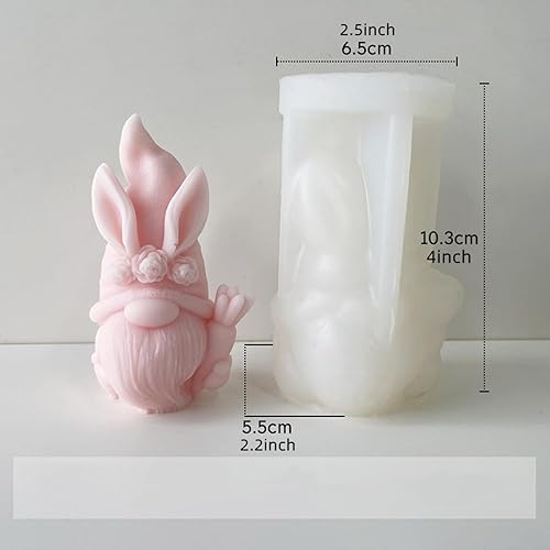 Miniatura 5 de Xidmold 3 moldes de silicona para velas de gnomo de Pascua, lindo conejo, oreja, gnomo, para aromaterapia, jabón, arcilla polimérica, adorno de