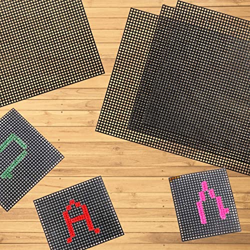Image of 12PCS Plastic Mesh Canvas Sheets, 20x13 Inch Plastic Mesh Sheets for Crafts, Black Plastic Canvas and Embroidery Tools for Embroidery Crafting Knit