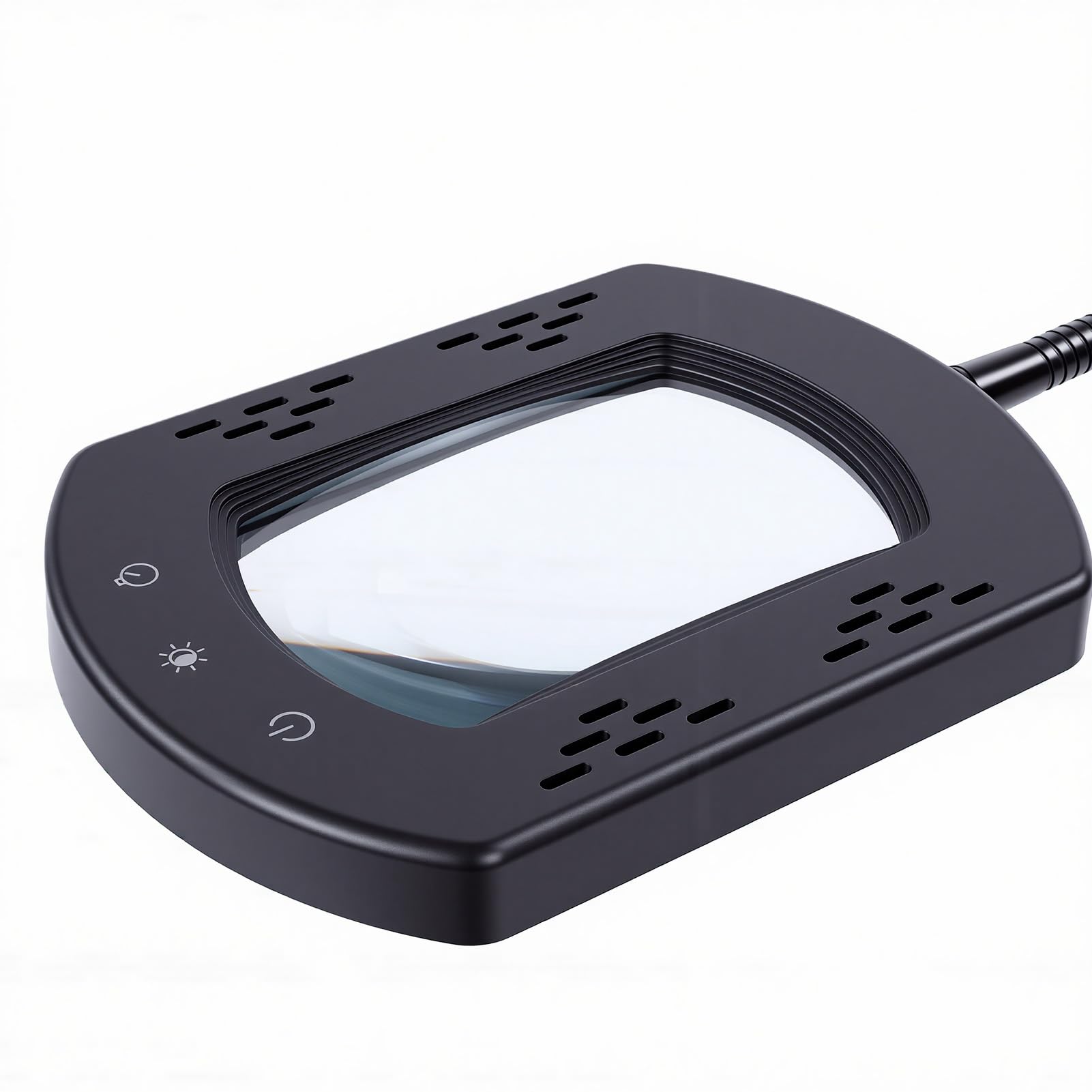 Focket Lámpara de Aumento 10X con Soporte y Abrazadera, Lupa Flexible con Luz LED de Cuello de Cisne con 5 Modos de Color y 3 Niveles de Brillo, para Lectura, Manualidades, Pintura,