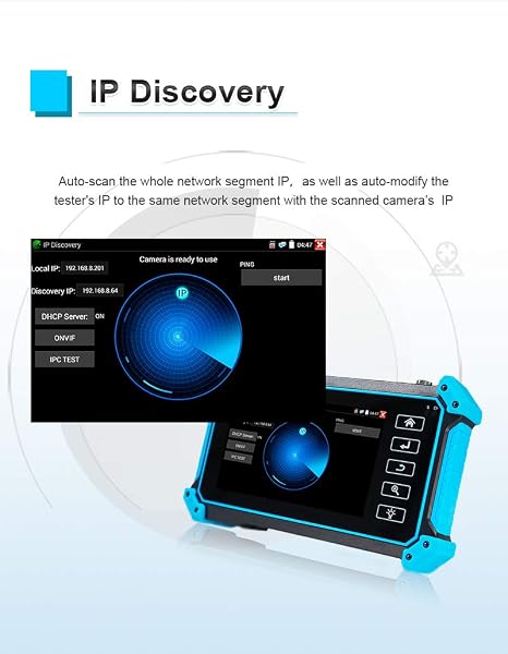 CCTV Tester IPC-5200 Plus,Full HD Display Video Monitor,8MP CVI TVI AHD SDI CVBS Tester with Cable Tracer, IP Discovery, 5inch IPS Touch Screen IP Camera Tester, PTZ Control,VGA and HDMI Input