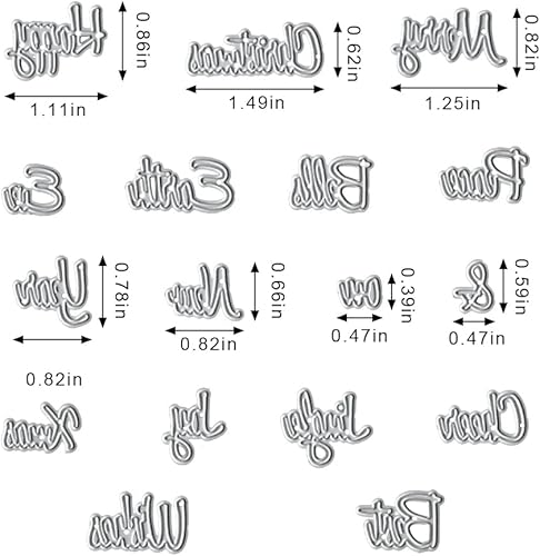 Miniatura 2 de Hying Troquel de corte de metal con palabras de feliz año nuevo para hacer tarjetas y decoraciones de álbumes de fotos, letras de feliz Navidad,