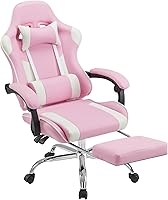 Vista 17 de DUMOS Silla ergonómica de escritorio de oficina para juegos con reposapiés, silla giratoria de 360° de altura ajustable para videojuegos con Negro