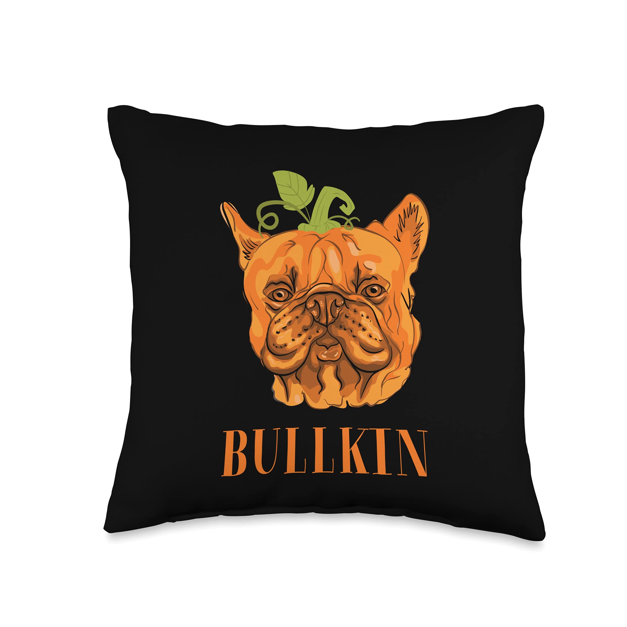 Bullkin Bulldog Pumpkin Halloween Kids Boys Thanksgiving Throw Pillow, 16x16, Multicolor